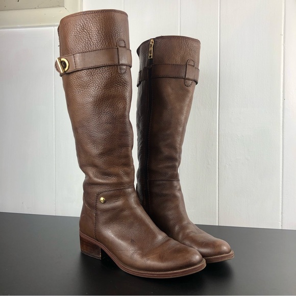 Tommy Hilfiger Shoes - Tommy Hilfiger Cognac Leather Tall Riding Boots Sz 7M